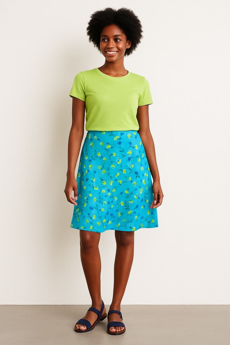 Kathie Lee collection Floral Blue and Yellow Skirt Y2K phoebe buffet 14 whimsy